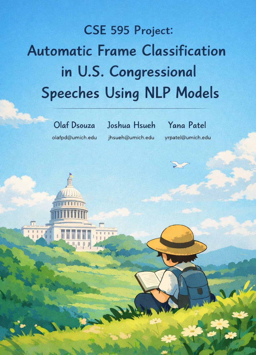 Automatic Frame Classification in U.S. Congressional Speeches Using NLP Models